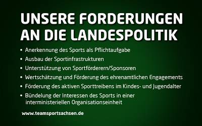 TeamSportSachsen fordert sächsische Landespolitik